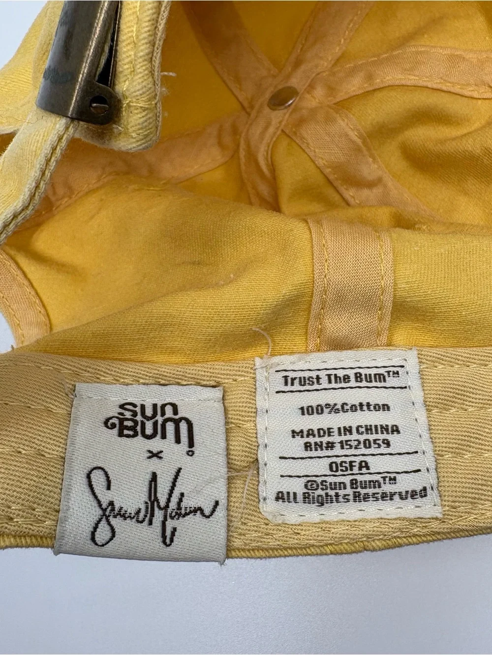 Sun Bum Yellow Baseball Cap Cotton Adjustable Collab Logo Surf Beach Smiley